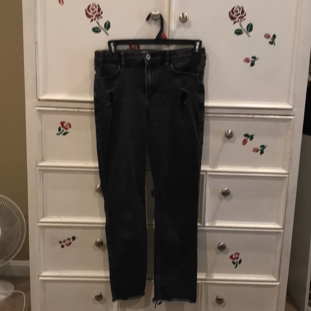 Abercrombie kids high rise ankle straight black jeans